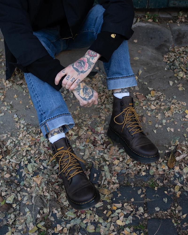 Dr Martens Tarik Crazy Horse Leren Utility Enkellaars Heren Donkerbruin | NL 355CTV